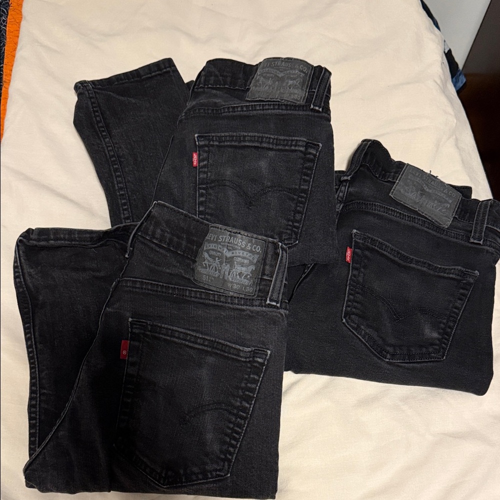 Lot of 3 Levi's Men's Black 511 Jeans